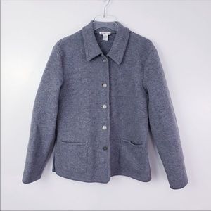 Vintage Talbots 100% Wool Shacket Sweater Jacket Gray Small